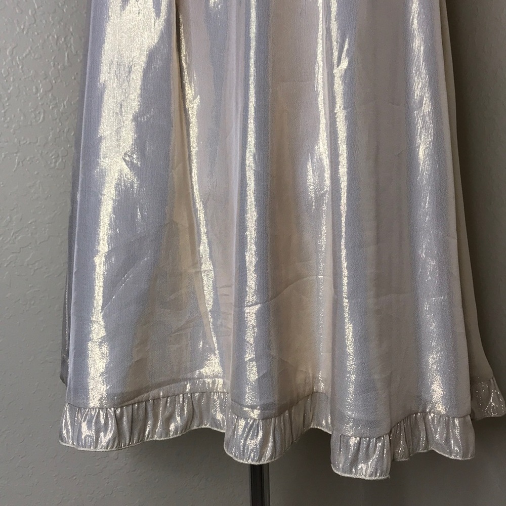 ALISHA LEVINE Gold A-line Sleevless Ruffle Dress S - Picture 3 of 8